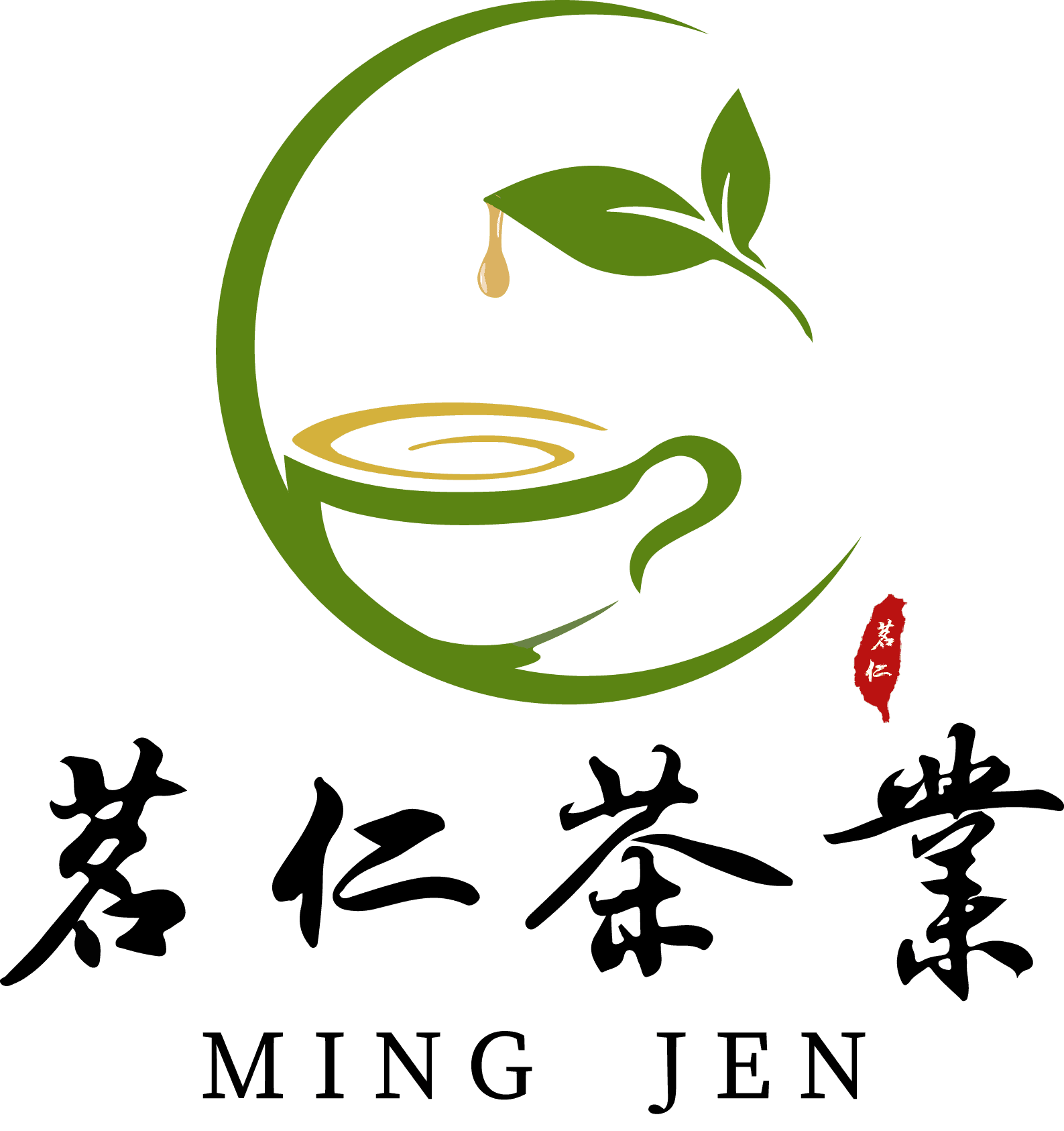 茗仁茶業茶葉與茶杯圖樣